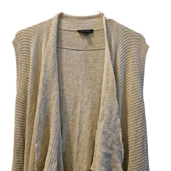 H By Halston Cream Knit long Open Cardigan Vest Size Medium - Picture 5 of 7